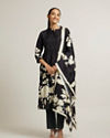 Ebony Black Floral Printed Straight Suit