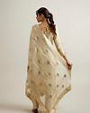 Mohey Women Beige Organza Straight Suit with Zardosi Work