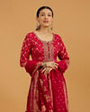 Mohey Women Rani Red Floral Buta Jaal Patterned Sharara Suit Set