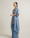 Mohey Women Light Blue Floral Print Sharara Suit with Mirror Work
