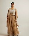 Beige Georgette with Hand Embroidery and Sequin Stitched Suit