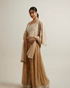 Mohey Women Beige Georgette with Hand Embroidery and Sequin Stitched Suit