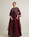 Dark Maroon Embroidered Anarkali Suit with Tassel Trims