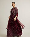 Mohey Women Dark Maroon Embroidered Anarkali Suit with Tassel Trims