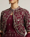 Mohey Women Dark Maroon Embroidered Anarkali Suit with Tassel Trims