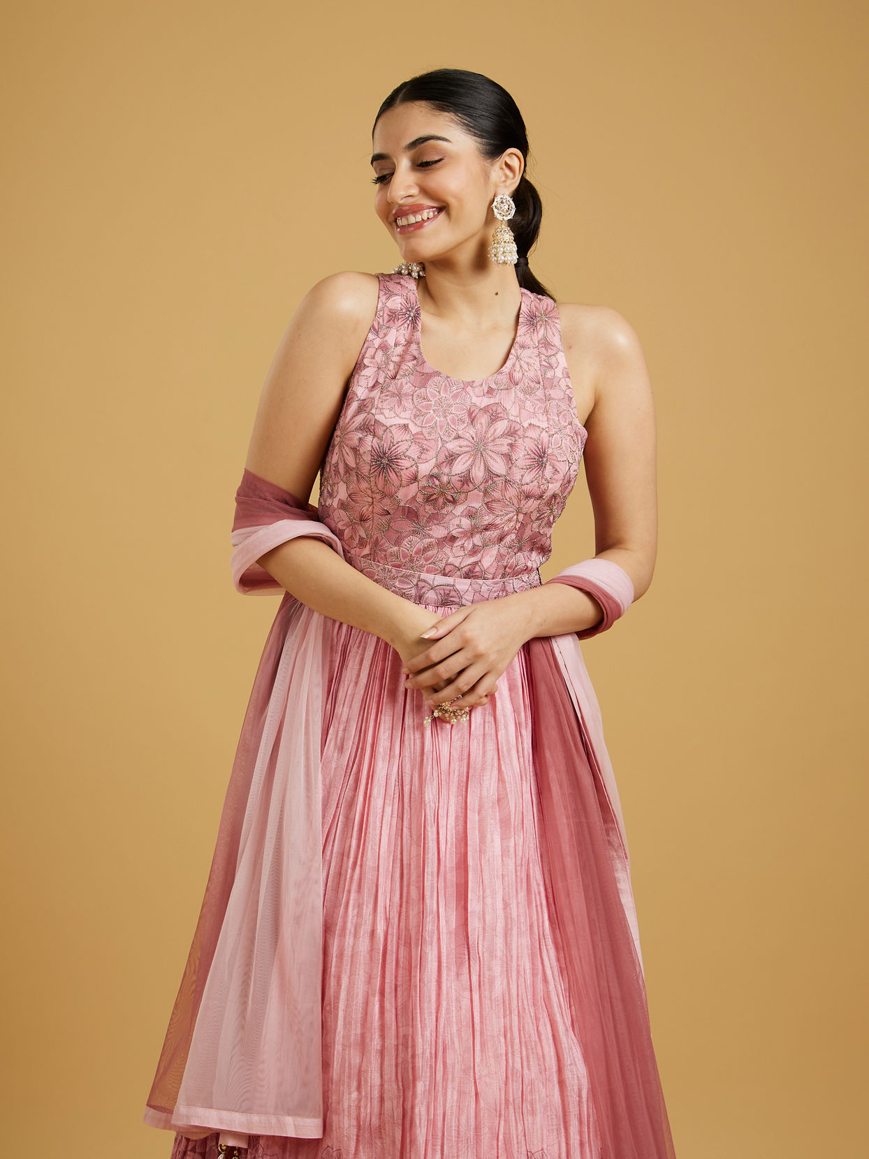 Mohey Women Pink Elegance Anarkali Suit