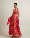 Mohey Women Rani Pink Floral Patterned Sequinned Anarkali Suit