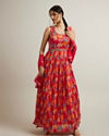 Rani Pink Floral Patterned Sequinned Anarkali Suit