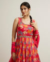 Mohey Women Rani Pink Floral Patterned Sequinned Anarkali Suit