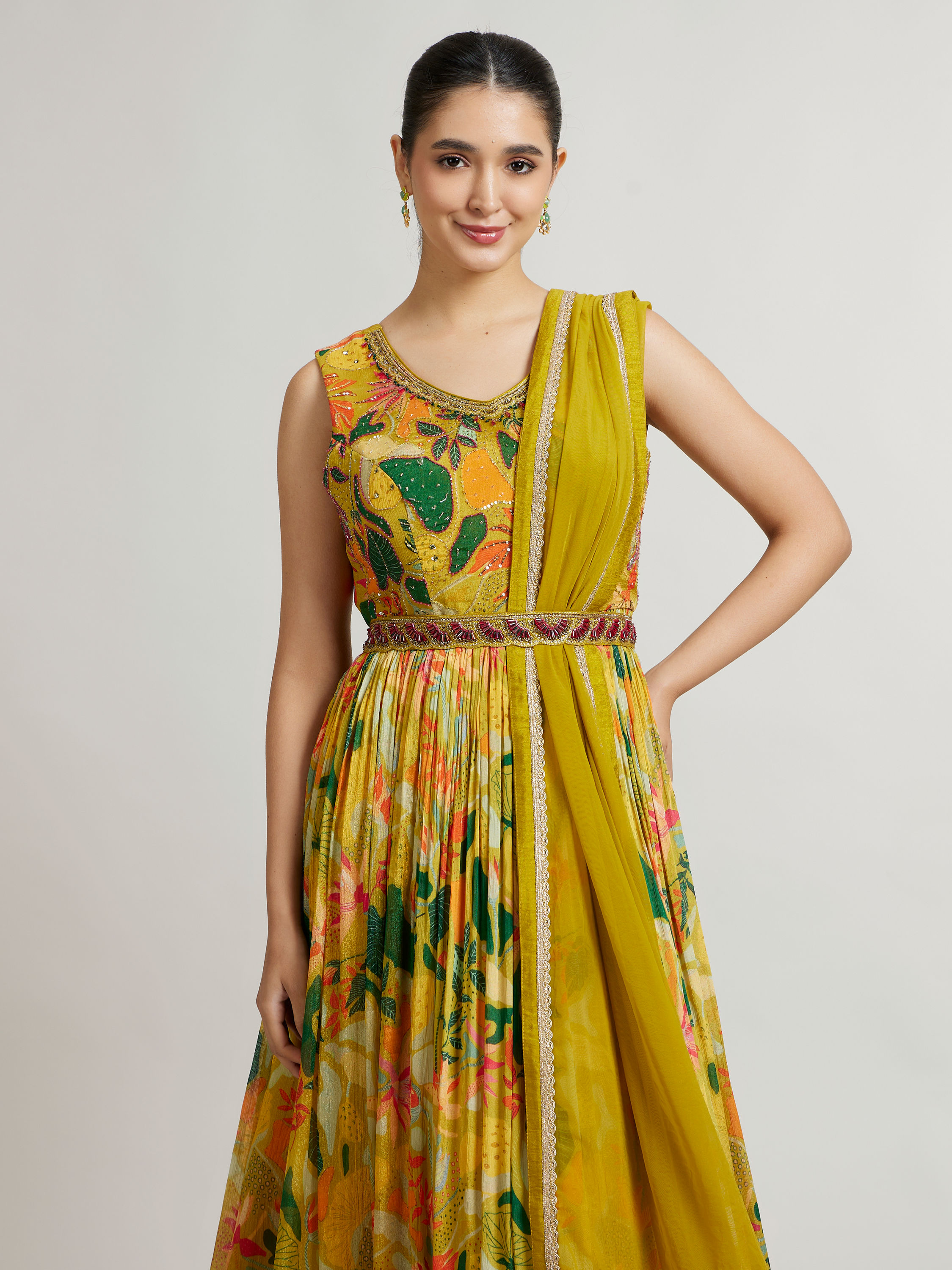 Mohey Women Dazzling Green Anarkali Suit