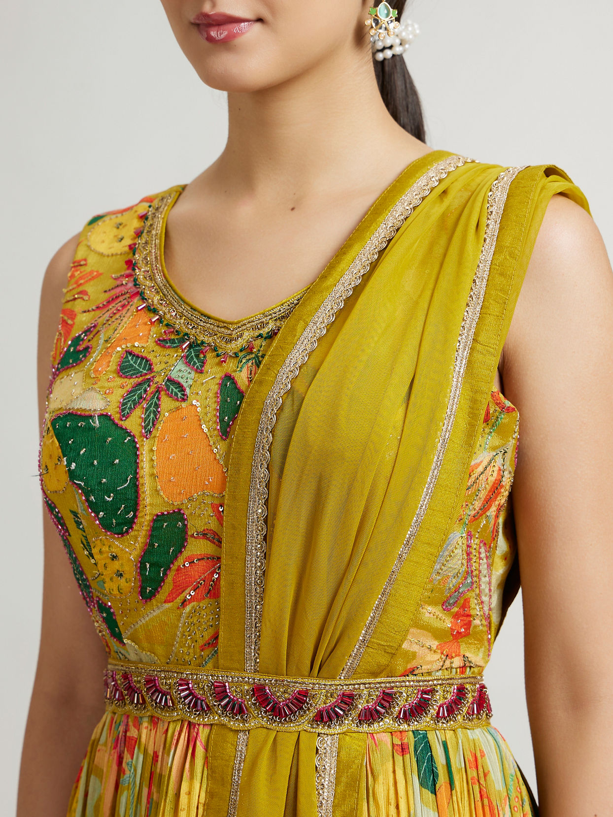 Mohey Women Dazzling Green Anarkali Suit