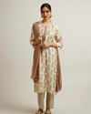 Mohey Women Dark Cream Paisley Printed Straight Suit