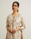 Mohey Women Dark Cream Paisley Printed Straight Suit