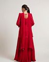 Mohey Women Cherry Red Bel Buti Embroidered Palazzo Suit Set