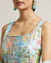 Mohey Women Light Blue Floral Printed Anarkali Suit with Sequin Work