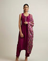 Mohey Women Dark Purple Linear Patterned Straight Suit