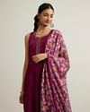 Mohey Women Dark Purple Linear Patterned Straight Suit