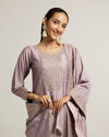 alt message - Mohey Women Light Purple Mirror & Sequin Embellished Stitched Suit image number 1