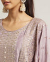Mohey Women Light Purple Mirror & Sequin Embellished Straight Suit