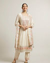 alt message - Mohey Women Light Cream Floral Embroidered Suit with Sequin Work image number 0