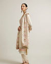 Mohey Women Light Cream Floral Embroidered Suit with Sequin Work