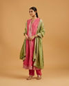 Mohey Women Flamingo Pink Anarkali Suit with Linear Buta Embroidered