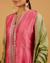 Mohey Women Flamingo Pink Anarkali Suit with Linear Buta Embroidered