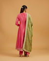 Mohey Women Flamingo Pink Anarkali Suit with Linear Buta Embroidered
