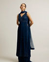 Teal Blue Floral Embroidered Anarkali Suit with Sequin Work