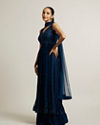 Mohey Women Teal Blue Floral Embroidered Anarkali Suit with Sequin Work
