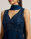 Mohey Women Teal Blue Floral Embroidered Anarkali Suit with Sequin Work