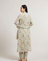 Mohey Women Pastel Grey Floral Printed Stitched Suit Set with Embroidered Neckline