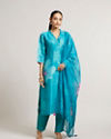 Mohey Women Rama Green Floral Printed Straight Suit Set with Stone Work