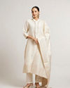 Soft Cream Straight Suit Set with Buta Pattern in Dull Gold Zari Work