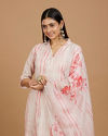 Mohey Women Millennial Pink Linear Straight Suit with Floral Dupattas