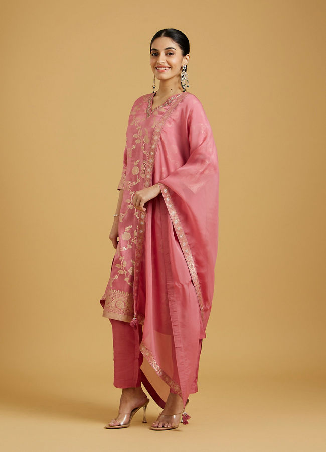 Mohey Women Charming Pink Ensemble Stitched Suit