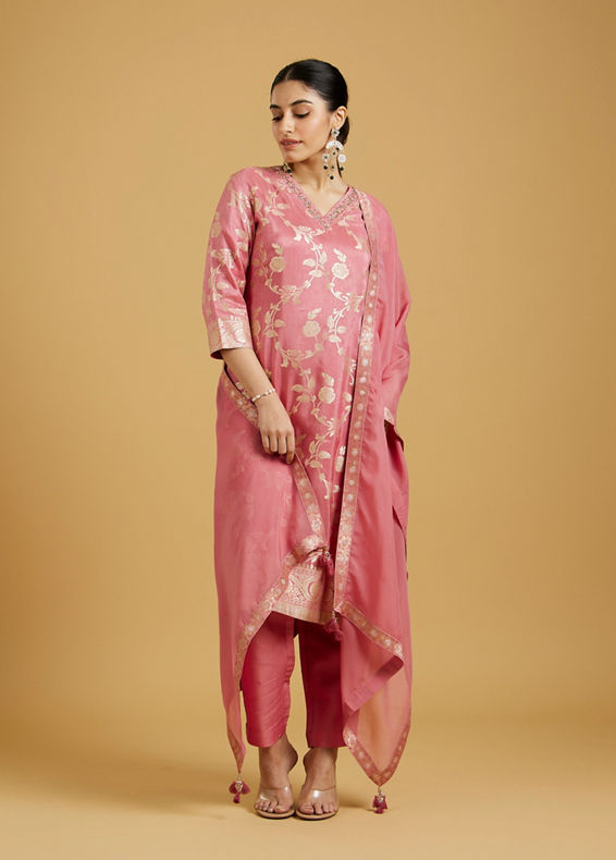 Mohey Women Charming Pink Ensemble Stitched Suit