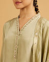 Mohey Women Pista Green Anarkali Suit with Embroidered Neckline And Sequin Work