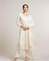 Cream White Buta Jaal Patterned Straight Suit Set