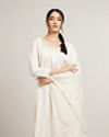 Mohey Women Cream White Buta Jaal Patterned Straight Suit Set