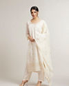 Mohey Women Cream White Buta Jaal Patterned Straight Suit Set