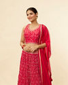 Mohey Women Rani Pink Sequined Floral Jaal Patterned Lehenga