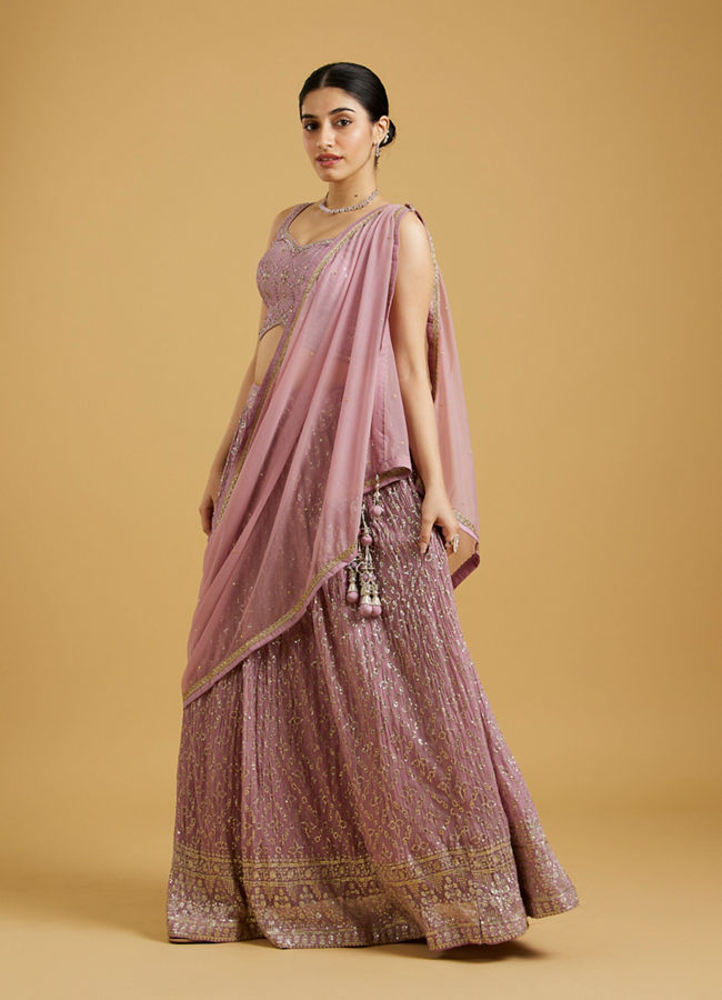 Mohey Women Spellbinding Purple Georgette Lehenga image number 2