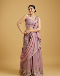 Mohey Women Spellbinding Purple Georgette Lehenga