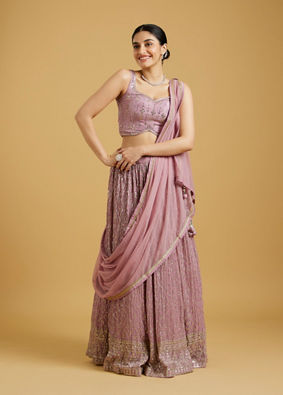 Mohey Women Spellbinding Purple Georgette Lehenga image number 0