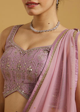 Mohey Women Spellbinding Purple Georgette Lehenga image number 3