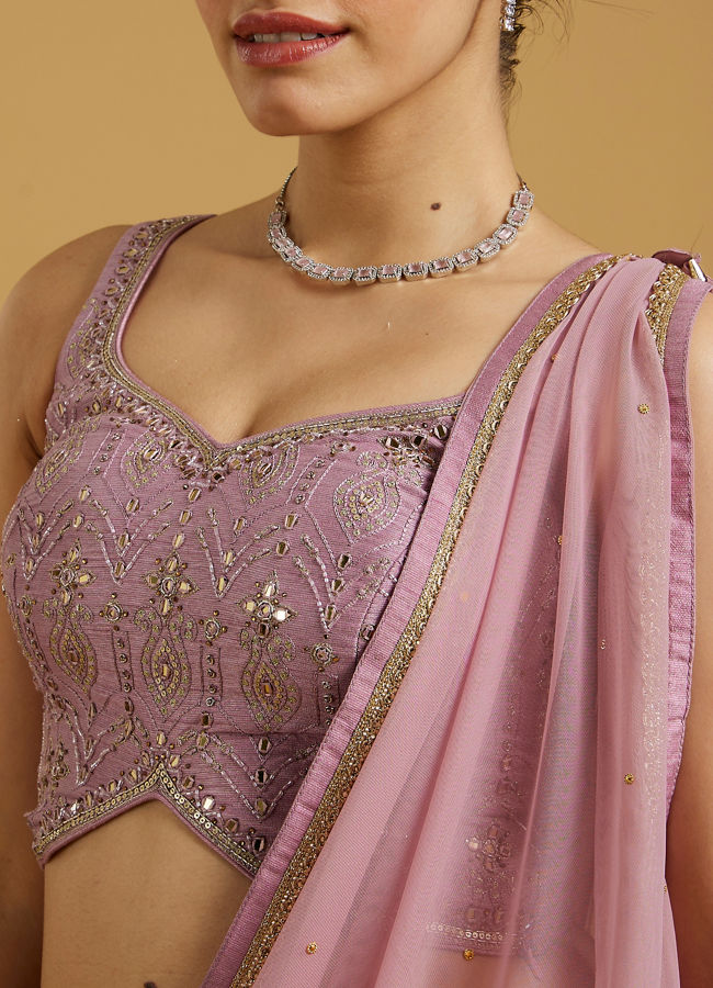 Mohey Women Spellbinding Purple Georgette Lehenga