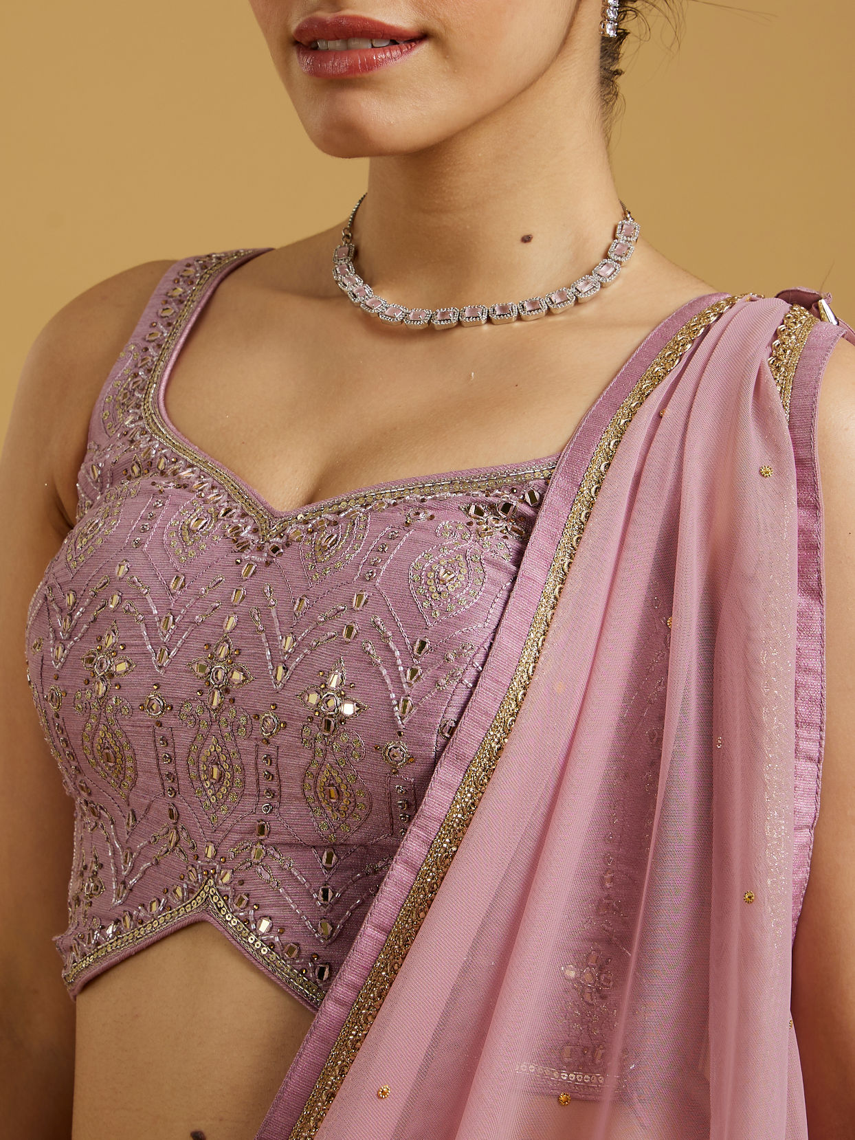 Mohey Women Spellbinding Purple Georgette Lehenga