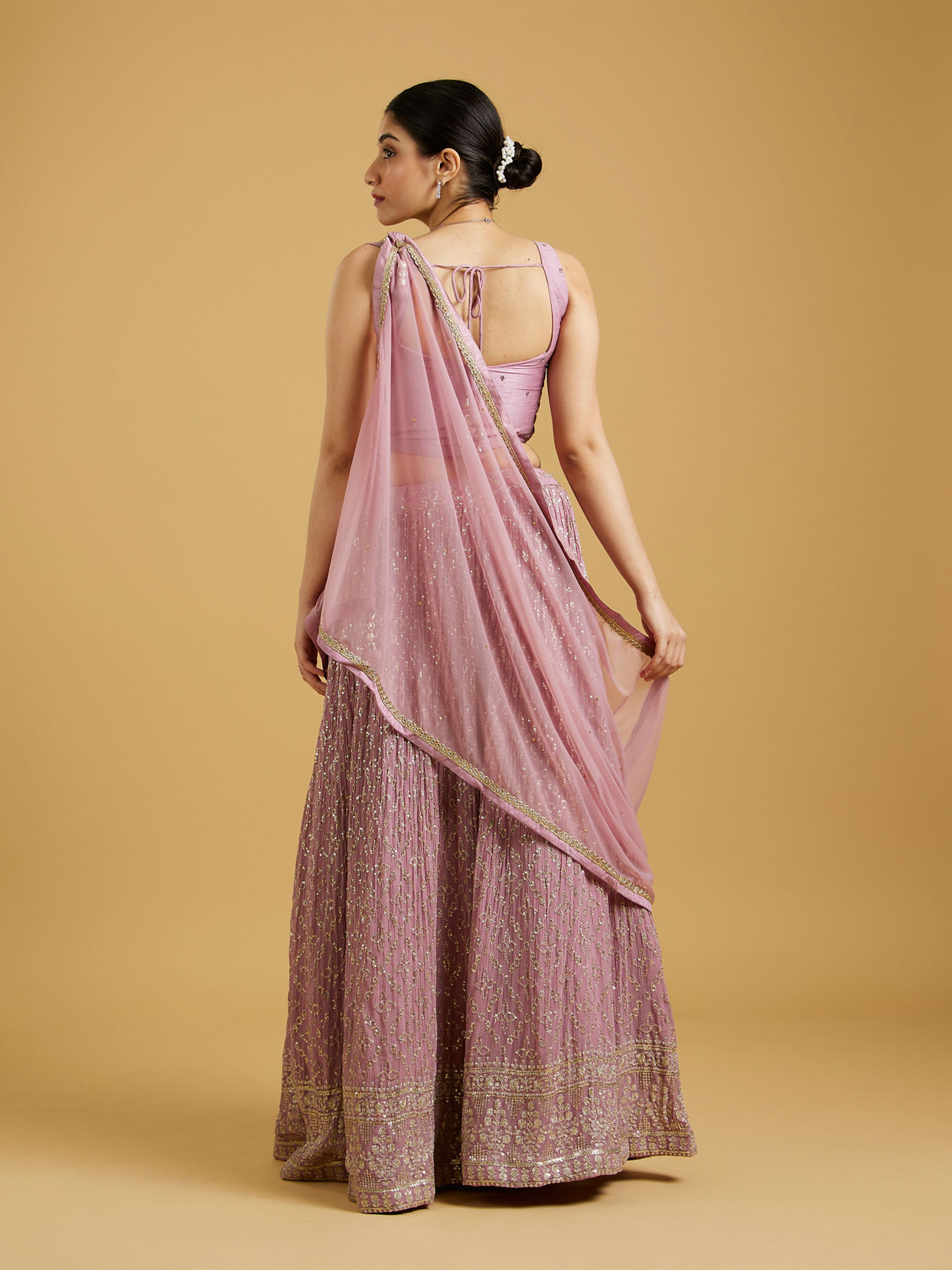 Mohey Women Spellbinding Purple Georgette Lehenga