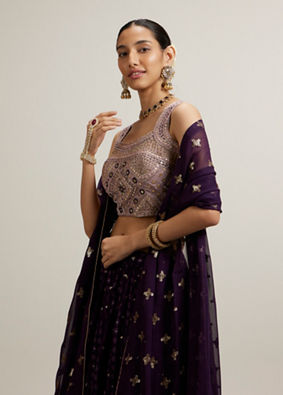 Mohey Women Purple Elegance Lehenga image number 1